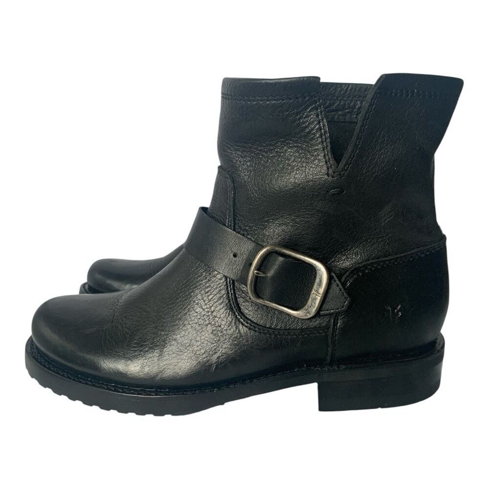 NEW FRYE Veronica BLACK Leather MOTO Ankle Boots sz 7.5 $298